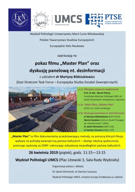 Pokaz filmu „Master Plan” - Kwiecień - 2019 - Aktualności - Politologii