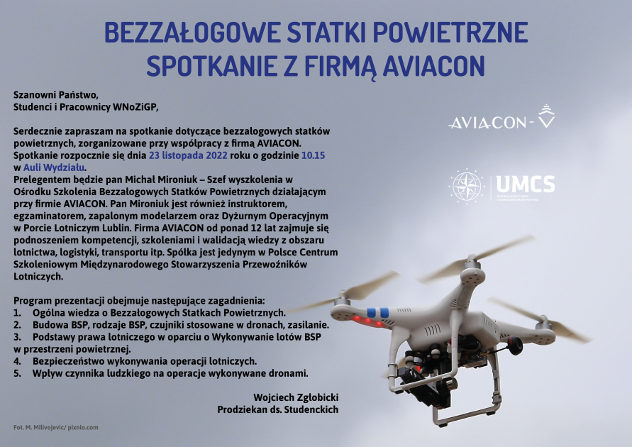 Bezzałogowe statki powietrzne spotkanie z firmą Aviacon Listopad