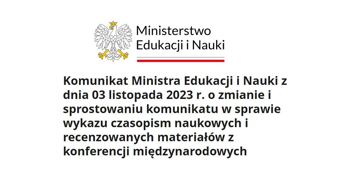 Nowy Wykaz Czasopism Punktowanych - Listopad - 2023 - Wszystkie ...