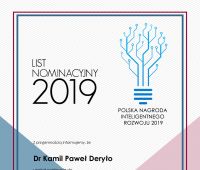 Nominacja do Polskiej Nagrody Inteligentnego Rozwoju 2019