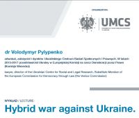 Volodymyr Pylypenko to speak on "Hybrid war against...