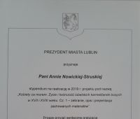 Stypendium Prezydenta Lublina dla dr hab. Anny...