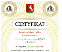 Certyfikat uczestnictwa w Programie "Rodzina Trzy...