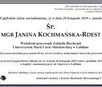 Zmarła ŚP. Janina Kochmańska-Rdest