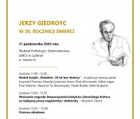 Cykl wydarzeń pt. „Jerzy Giedroyc. W 20 rocznicę śmierci”.