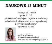 Naukowe 15 minut: dr Sylwia Stączek