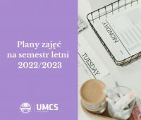 Plany zajęć semestr letni 2022/2023