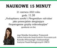 Naukowe 15 minut: mgr Monika Sztandera-Tymoczek