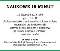 Naukowe 15 minut: dr Artur Nowak