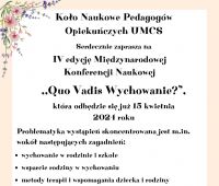 Quo Vadis Wychowanie? | konferencja naukowa