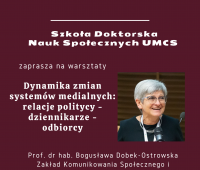 Warsztaty z prof. dr hab. Bogusławą Dobek-Ostrowską