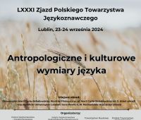 Antropologiczne i kulturowe wymiary języka | Zjazd...