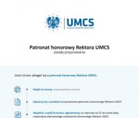 Patronat honorowy Rektora UMCS – zasady przyznawania