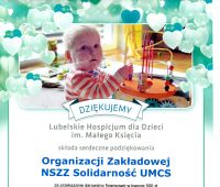 Podziękowania od Lubelskiego Hospicjum dla Dzieci im....