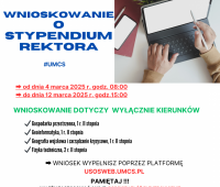 Wnioskowanie o stypendium rektora w semestrze letnim 2025
