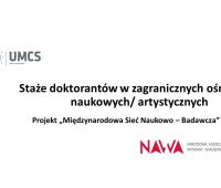 Nabór wniosków na staż zagraniczny w ramach Projektu...