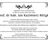 Zmarł prof. dr hab. Jan Kazimierz Różyło
