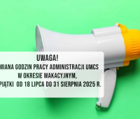 Ważny komunikat - zmiana godzin pracy