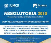 Zapisy na Absolutoria UMCS 2015 - do 8 maja