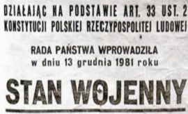 43 rocznica wprowadzenia stanu wojennego