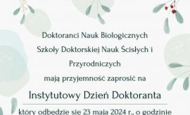 23 maja 2024 r. - Instytutowy Dzień Doktoranta