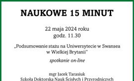 Naukowe 15 minut: mgr Jacek Tarasiuk