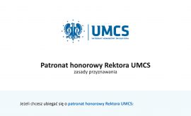 Patronat honorowy Rektora UMCS – zasady przyznawania
