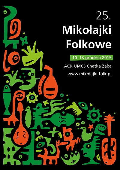 Plakat informujący o 25 Mikołajkach Folkowych