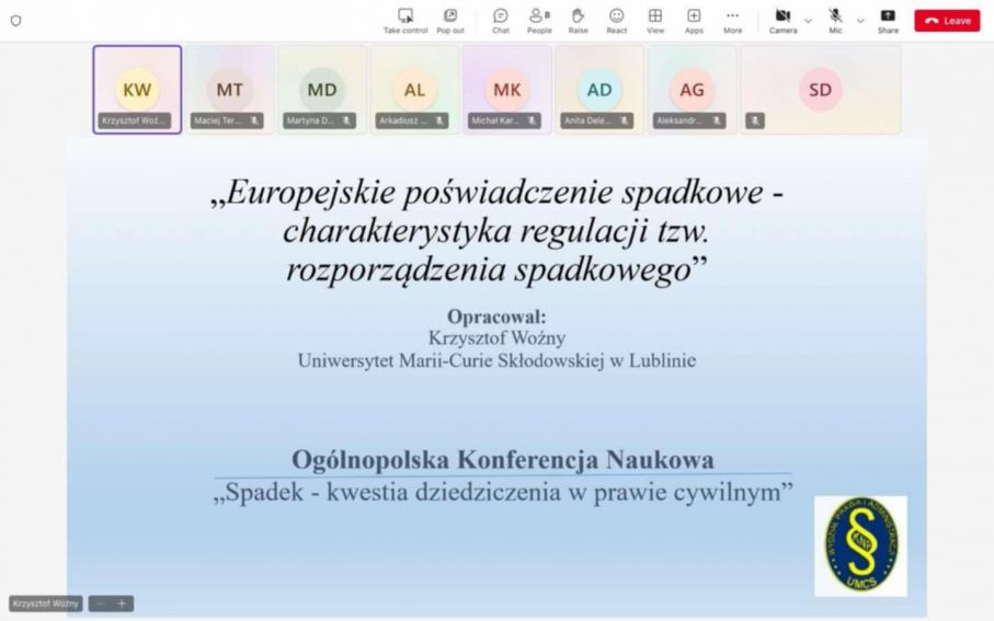 Ogólnopolska Konferencja Naukowa pt. „Spadek - kwestia...