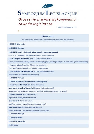 Sympozjum legislacyjne „Otoczenie prawne wykonywania...