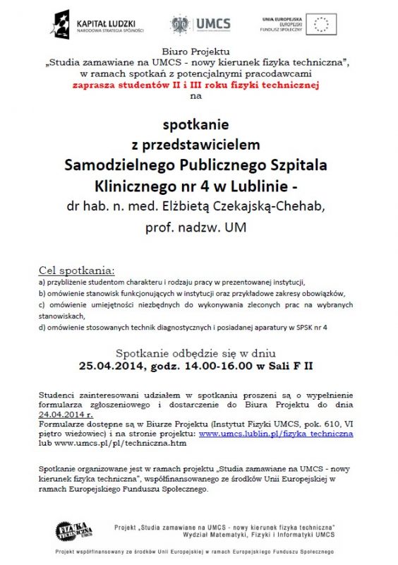 Spotkanie z pracodawcą SPSK 4 w Lublinie - 25.04.2014 r.