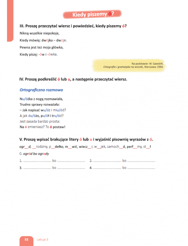 Ortografia: ó/u, pisownia (roz)łączna - Fonetyka i ortografia - Język
