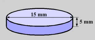 Rozmiar próbki, krążek, 15 mm x 5 mm