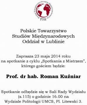„Spotkania z Mistrzem”: Prof. dr hab. Roman Kuźniar