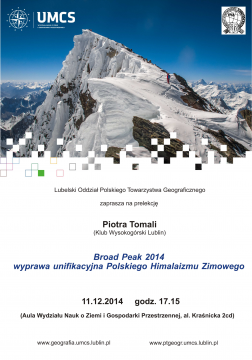 Broad Peak 2014 - prelekcja Piotra Tomali
