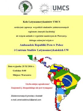  Koło Latynoamerykanistów  - zaproszenie na wyjazd naukowy