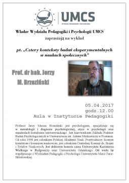 Wykład prof. dr hab. Jerzego Brzezińskiego