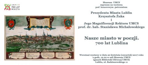 Zaproszenie na wystawę „Nasze miasto w poezji. 700 lat...