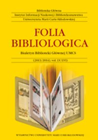 Nabór tekstów do czasopisma  naukowego Folia Bibliologica...
