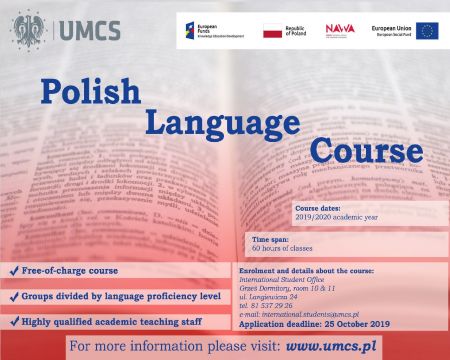 Join the Polish language course at UMCS - free of charge!