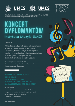Zaproszenie na koncert dyplomowy Studentów Instytutu Muzyki