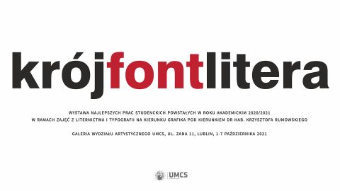 Invitation to exhibition "krój font litera"