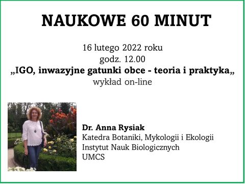 Naukowe 60 minut - dr Anna Rysiak