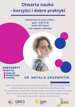 Webinarium  dr Natalii Gruenpeter „Otwarta nauka –...