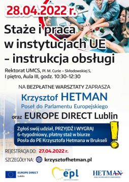 Zaproszenie na warsztaty „Staże i praca w instytucjach UE...