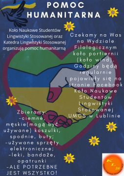 Pomoc humanitarna dla Ukrainy (zbiórka na Wydziale)