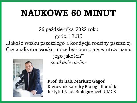 Naukowe 60 minut: prof. dr hab. Mariusz Gagoś