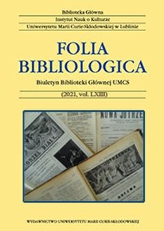 „Folia Bibliologica” tom 63.