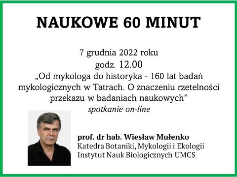 Naukowe 60 minut: prof. dr hab. Wiesław Mułenko