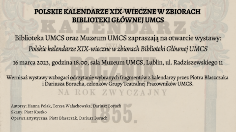 Wystawa „Polskie kalendarze XIX-wieczne w zbiorach...